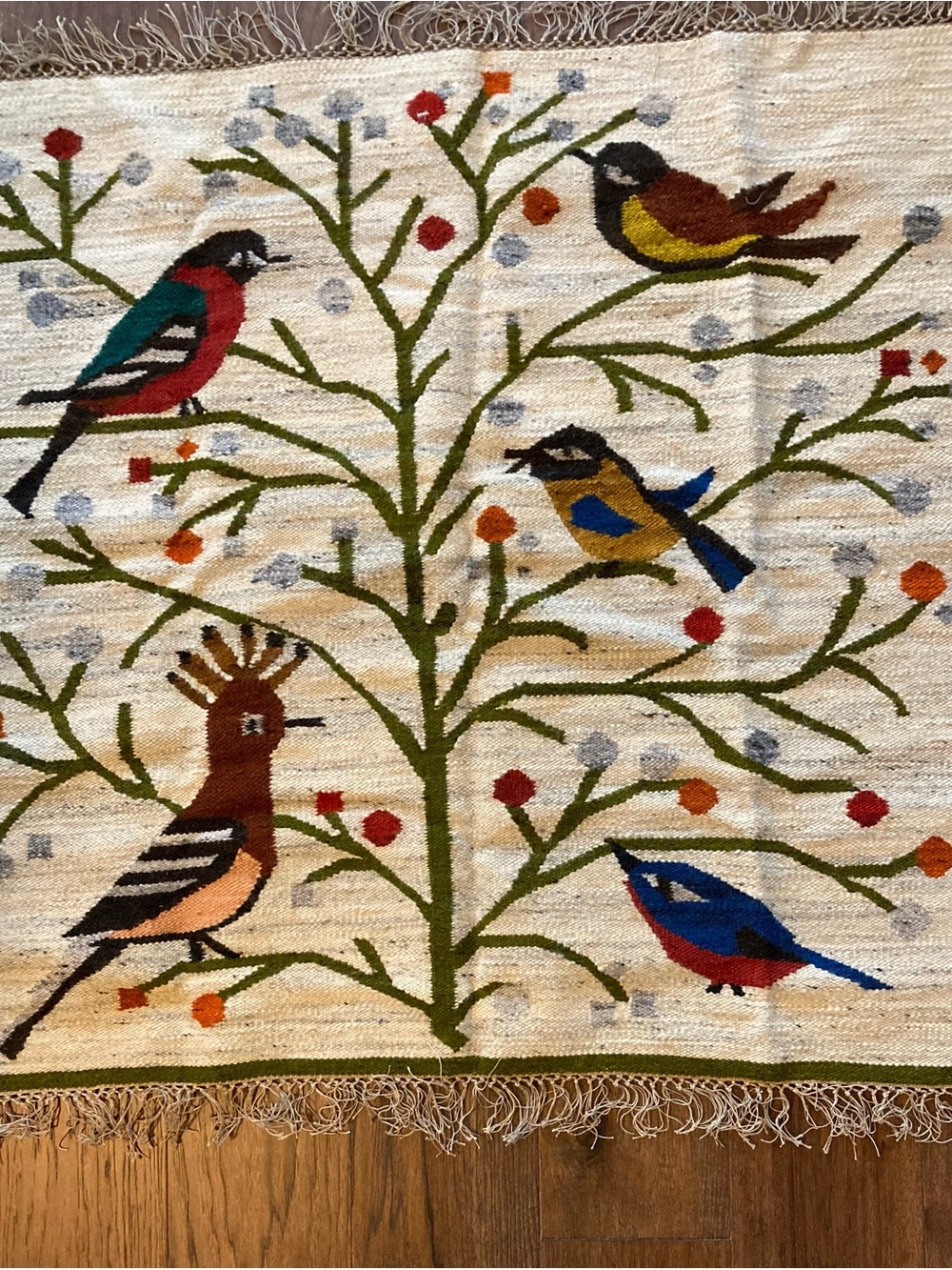 Vintage handmade tree of Life wool rug